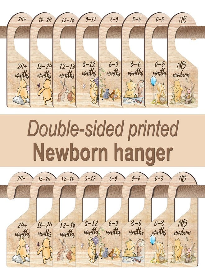 Hatzelou 8Pcs Winnie Baby Closet Dividers, Winnie Baby Clothes Dividers for Closet, Newborn Baby Stuff for Baby Boys Girls, Wooden Double-Sided Baby Hanger Organizer from Newborn to Toddler - Image 4